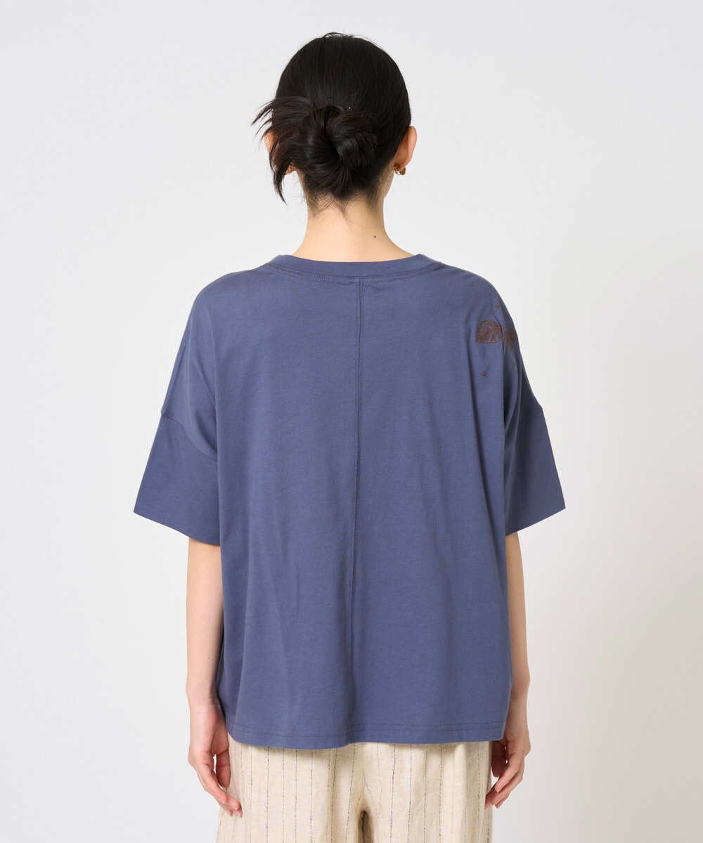 NGKHE62180 GIANNI LO GIUDICE(ジャンニ ロ ジュディチェ) [洗える]コットン天竺リーフ刺繍カットソー ラベンダー
