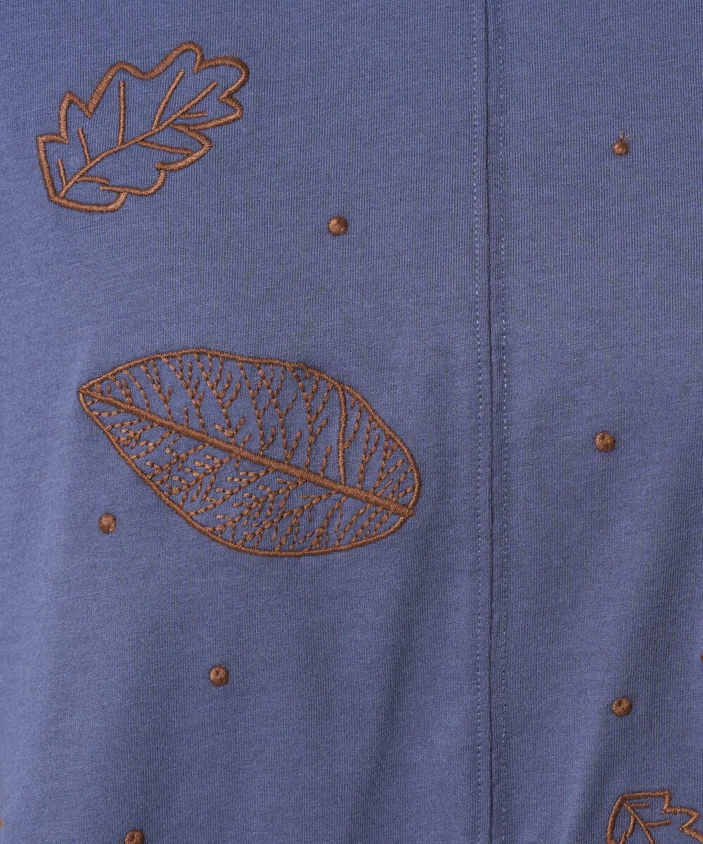 NGKHE62180 GIANNI LO GIUDICE(ジャンニ ロ ジュディチェ) [洗える]コットン天竺リーフ刺繍カットソー ラベンダー