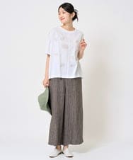 NGKHE62180 GIANNI LO GIUDICE(ジャンニ ロ ジュディチェ) [洗える]コットン天竺リーフ刺繍カットソー ラベンダー