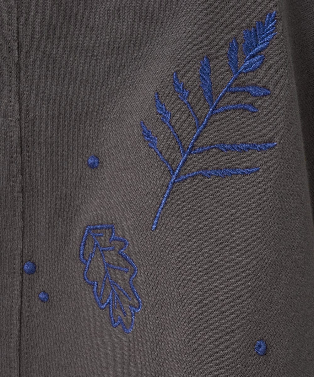 NGKHE62180 GIANNI LO GIUDICE(ジャンニ ロ ジュディチェ) 【洗える】コットン天竺リーフ刺繍カットソー ブラウン