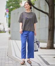 NGKHE62180 GIANNI LO GIUDICE(ジャンニ ロ ジュディチェ) 【洗える】コットン天竺リーフ刺繍カットソー ブラウン