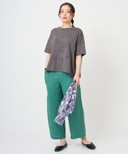 NGKHE62180 GIANNI LO GIUDICE(ジャンニ ロ ジュディチェ) 【洗える】コットン天竺リーフ刺繍カットソー ブラウン