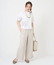 NGKHE62180 GIANNI LO GIUDICE(ジャンニ ロ ジュディチェ) 【洗える】コットン天竺リーフ刺繍カットソー ブラウン