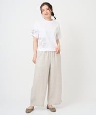 NGKHE62180 GIANNI LO GIUDICE(ジャンニ ロ ジュディチェ) 【洗える】コットン天竺リーフ刺繍カットソー ブラウン