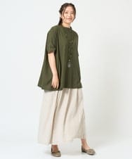 NGKHF27170 GIANNI LO GIUDICE(ジャンニ ロ ジュディチェ) [洗える・日本製]クールローレルスカイコットドルマンTシャツ カーキ