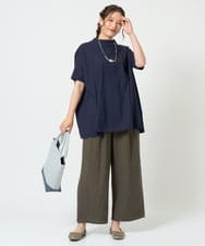 NGKHF27170 GIANNI LO GIUDICE(ジャンニ ロ ジュディチェ) [洗える・日本製]クールローレルスカイコットドルマンTシャツ カーキ