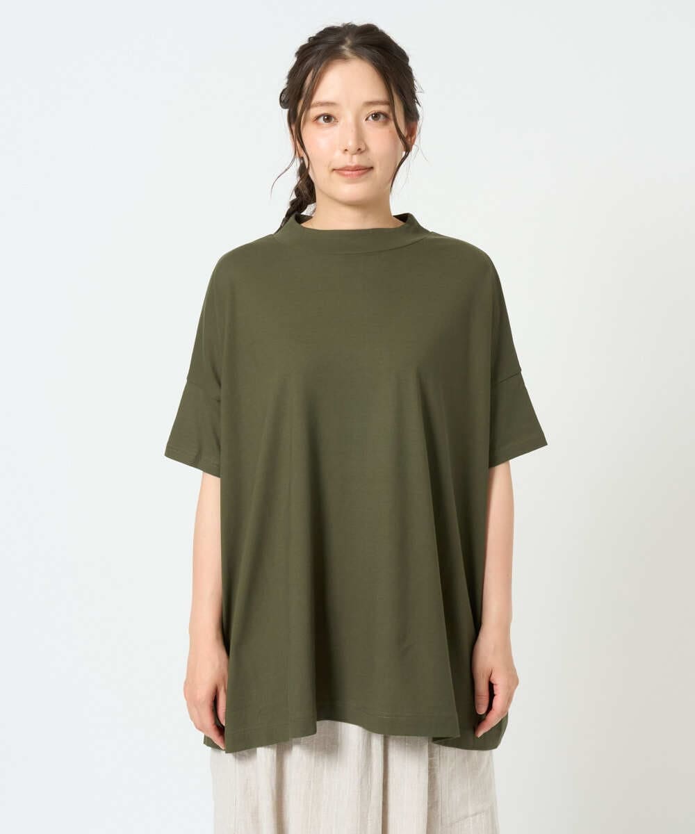 NGKHF27170 GIANNI LO GIUDICE(ジャンニ ロ ジュディチェ) [洗える・日本製]クールローレルスカイコットドルマンTシャツ カーキ