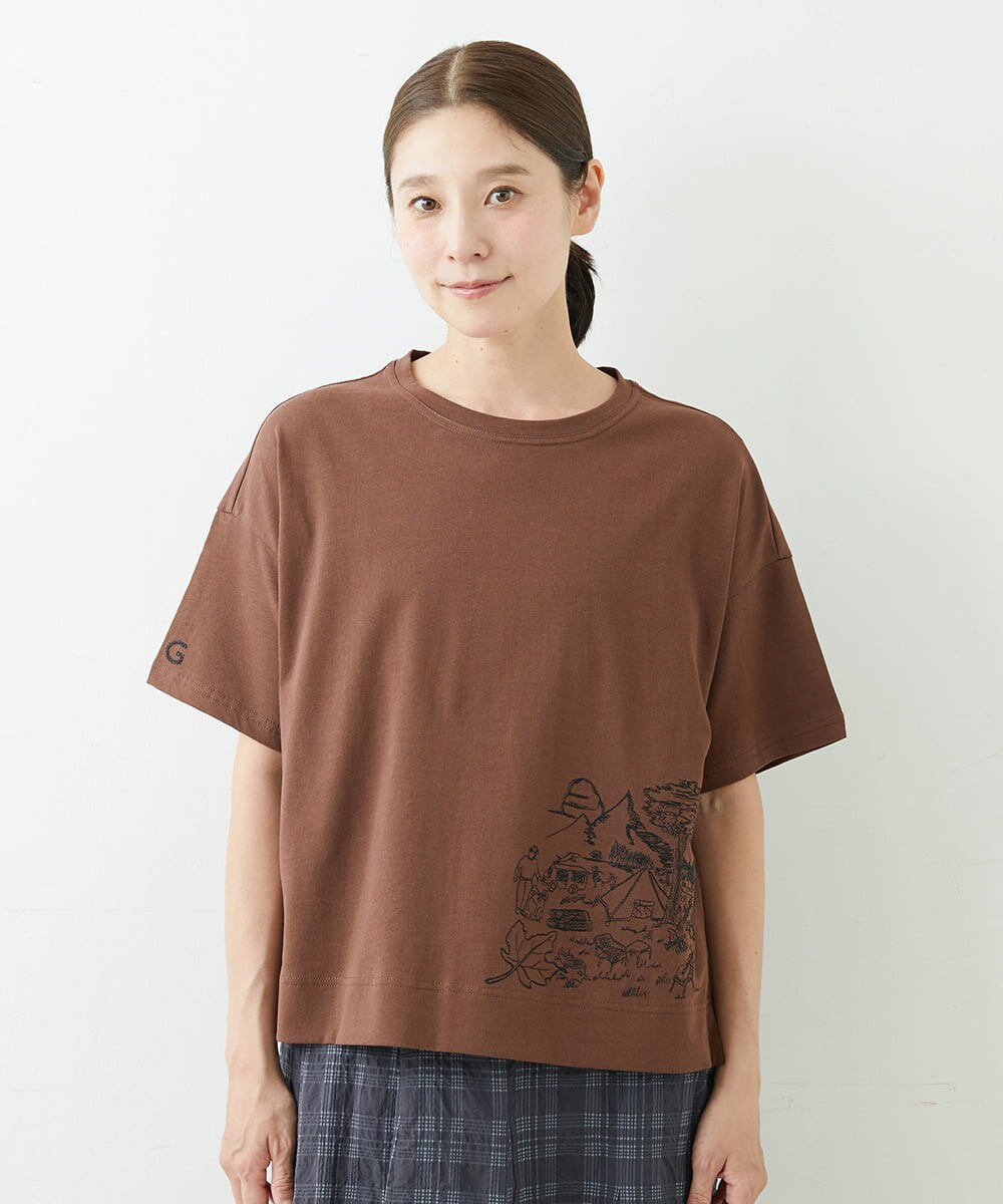 NGKHU24130 GIANNI LO GIUDICE [洗える]コットンリネンキャンプ刺繍半袖カットソー