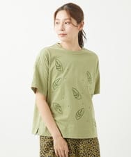 NGKHW01170 GIANNI LO GIUDICE(ジャンニ ロ ジュディチェ) [洗える]コットン天竺刺繍カットソー ライトグリーン