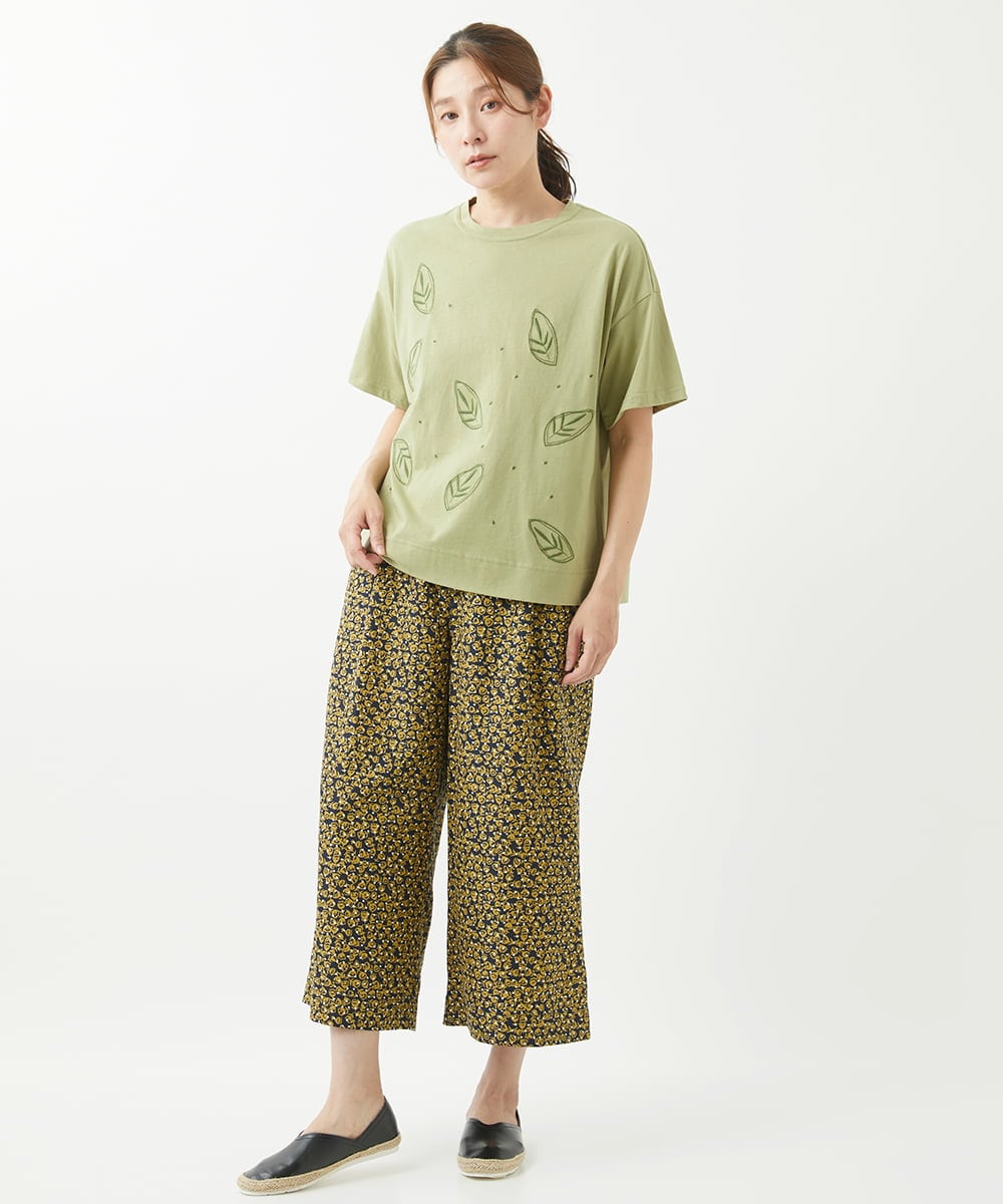 NGKHW01170 GIANNI LO GIUDICE(ジャンニ ロ ジュディチェ) [洗える]コットン天竺刺繍カットソー ライトグリーン