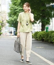 NGKHW01170 GIANNI LO GIUDICE(ジャンニ ロ ジュディチェ) [洗える]コットン天竺刺繍カットソー ライトグリーン