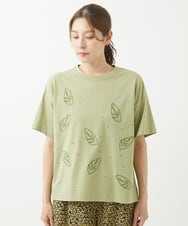 NGKHW01170 GIANNI LO GIUDICE(ジャンニ ロ ジュディチェ) [洗える]コットン天竺刺繍カットソー ライトグリーン