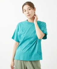 NGKHW01170 GIANNI LO GIUDICE(ジャンニ ロ ジュディチェ) [洗える]コットン天竺刺繍カットソー ブルーグリーン