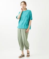 NGKHW01170 GIANNI LO GIUDICE(ジャンニ ロ ジュディチェ) [洗える]コットン天竺刺繍カットソー ブルーグリーン