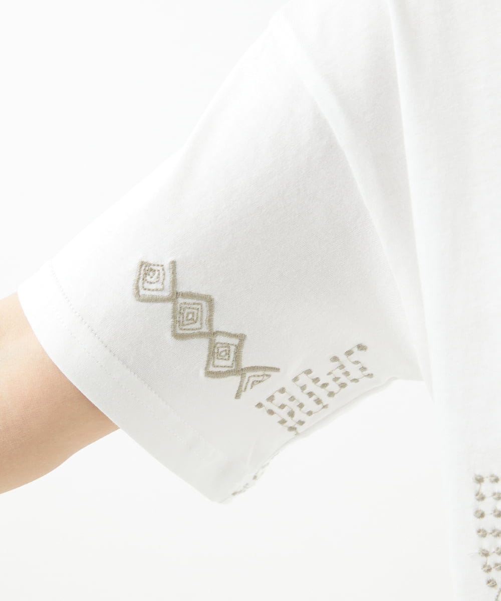 NGKHW01170 GIANNI LO GIUDICE(ジャンニ ロ ジュディチェ) [洗える]コットン天竺刺繍カットソー ホワイト