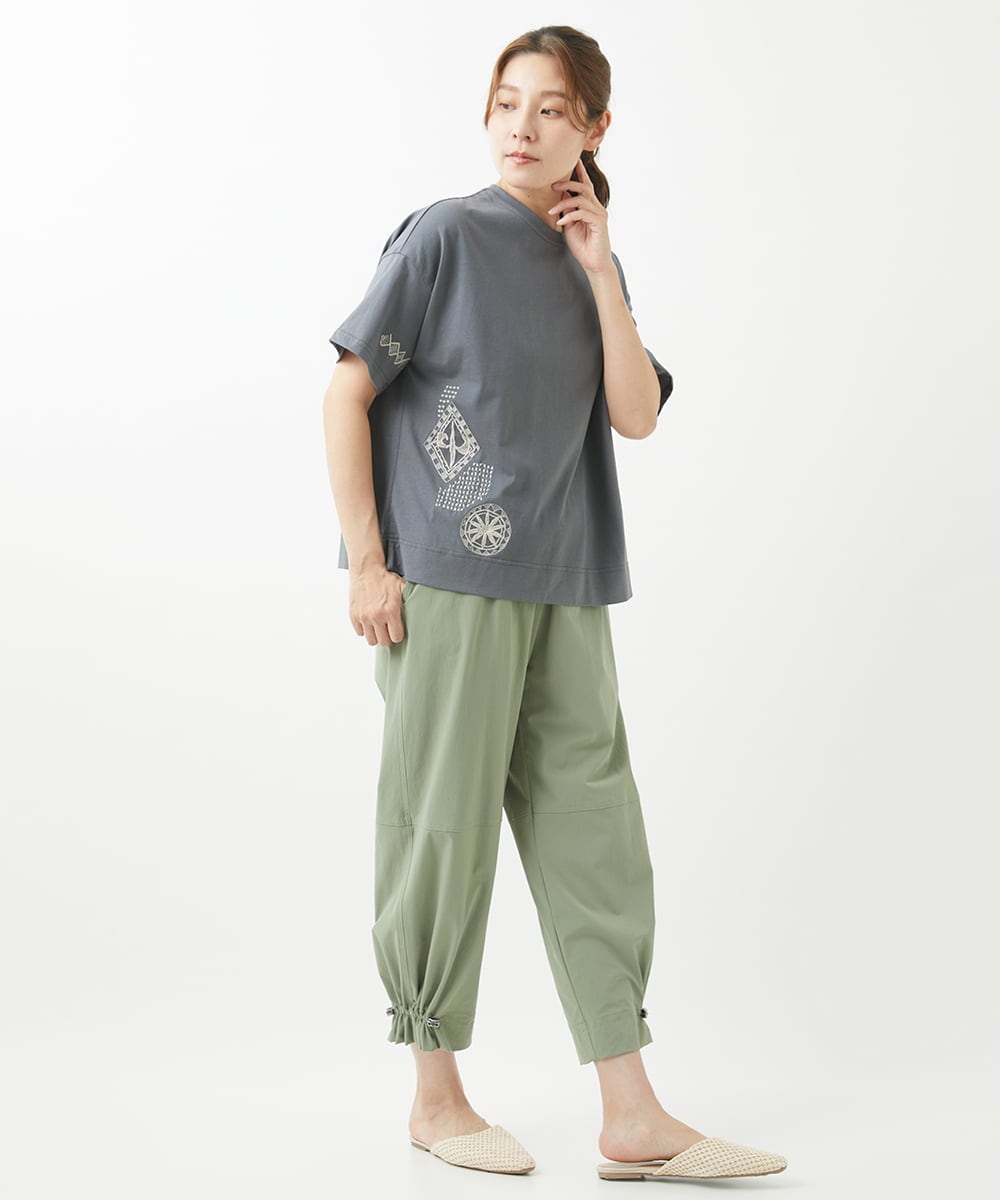 NGKHW01170 GIANNI LO GIUDICE(ジャンニ ロ ジュディチェ) [洗える]コットン天竺刺繍カットソー ダークグレー