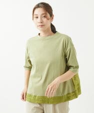 NGKHW06230 GIANNI LO GIUDICE(ジャンニ ロ ジュディチェ) [洗える]ウォッシャブルリネンＴブラウス グリーン