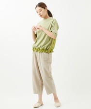 NGKHW06230 GIANNI LO GIUDICE(ジャンニ ロ ジュディチェ) [洗える]ウォッシャブルリネンＴブラウス グリーン