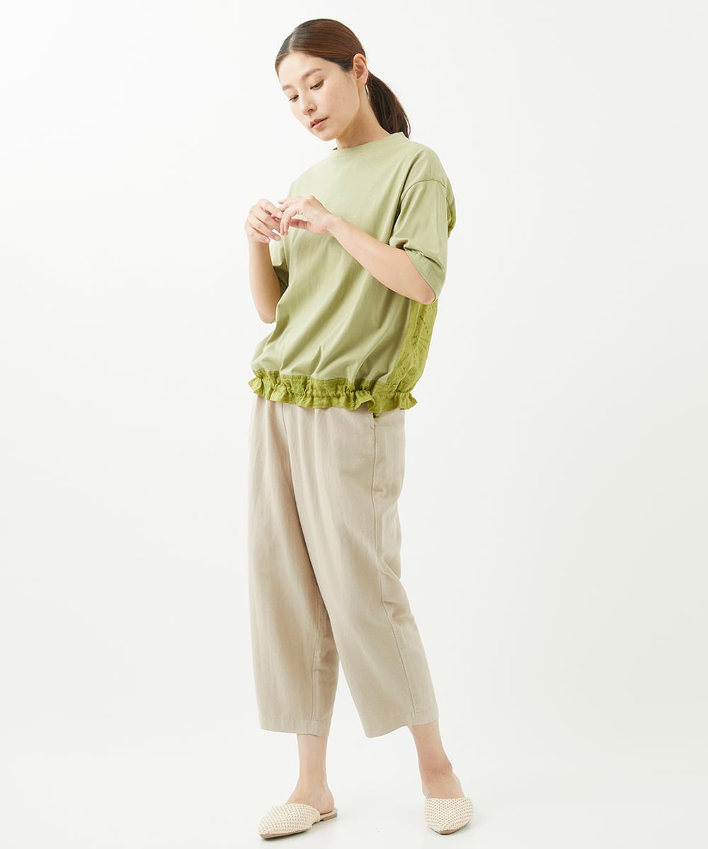 NGKHW06230 GIANNI LO GIUDICE(ジャンニ ロ ジュディチェ) [洗える]ウォッシャブルリネンＴブラウス グリーン