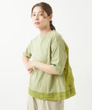 NGKHW06230 GIANNI LO GIUDICE(ジャンニ ロ ジュディチェ) [洗える]ウォッシャブルリネンＴブラウス グリーン