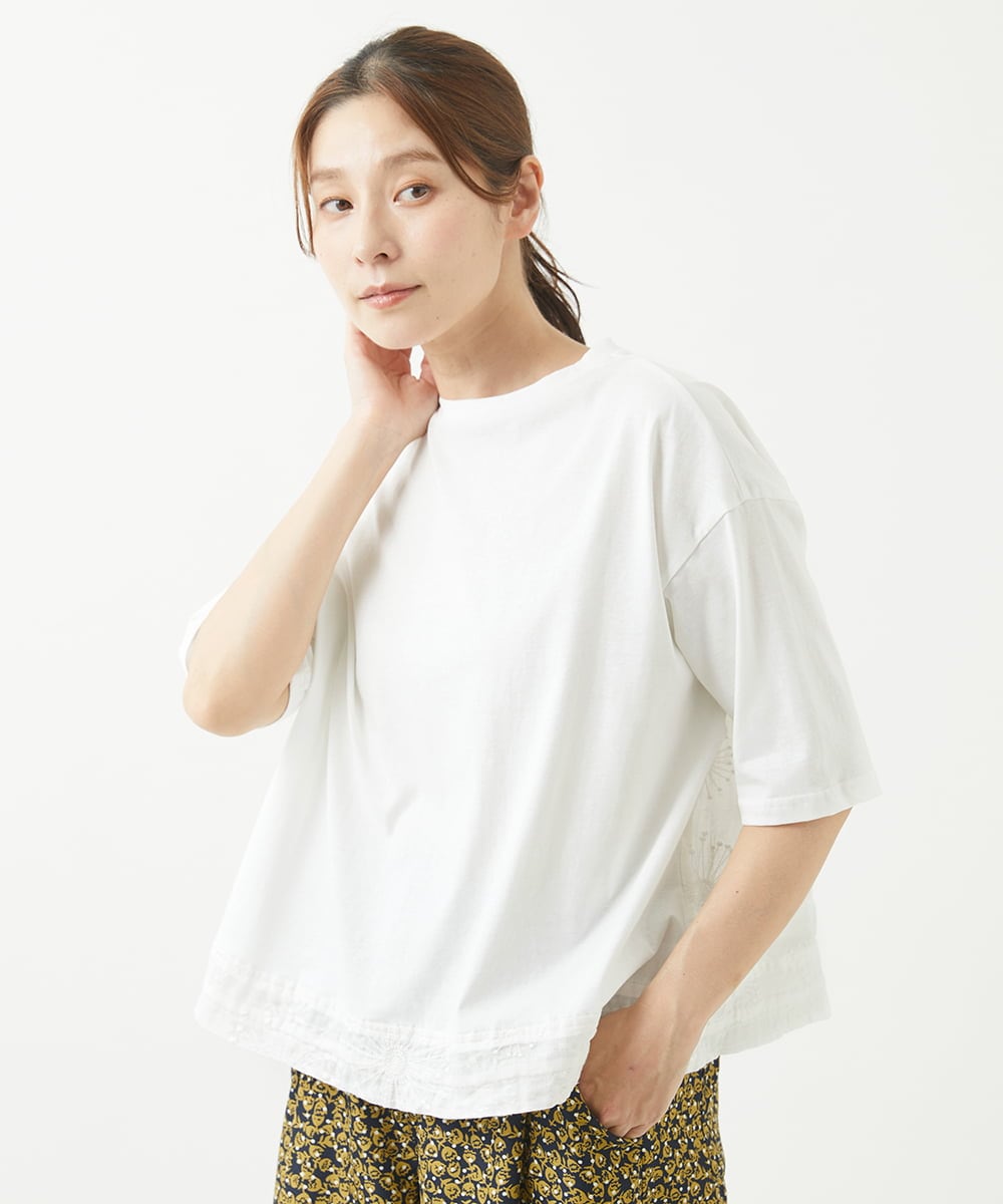 NGKHW06230 GIANNI LO GIUDICE(ジャンニ ロ ジュディチェ) [洗える]ウォッシャブルリネンＴブラウス ホワイト