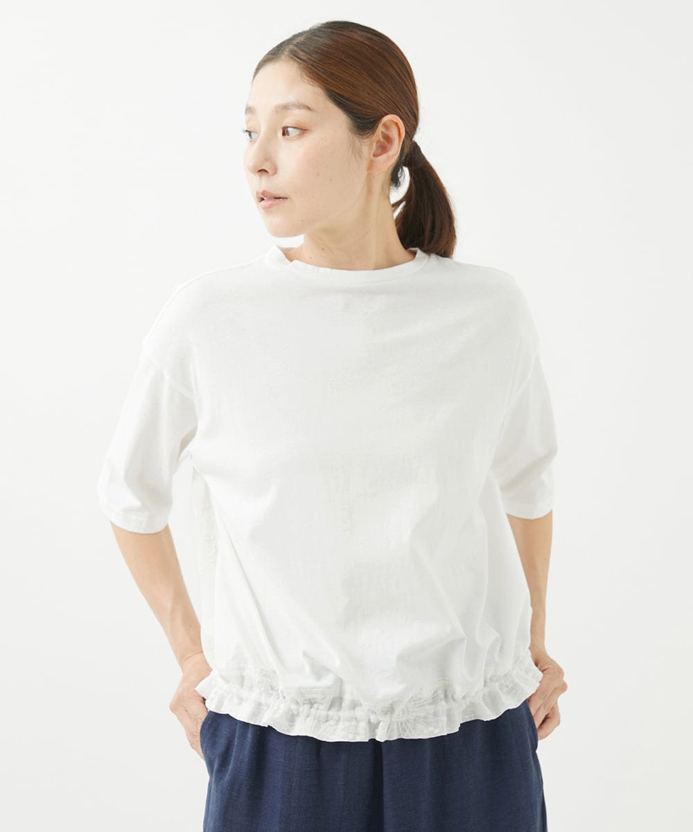 NGKHW06230 GIANNI LO GIUDICE(ジャンニ ロ ジュディチェ) [洗える]ウォッシャブルリネンＴブラウス ホワイト