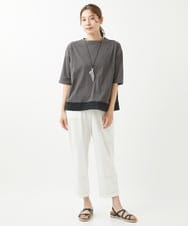 NGKHW06230 GIANNI LO GIUDICE(ジャンニ ロ ジュディチェ) [洗える]ウォッシャブルリネンＴブラウス ダークグレー