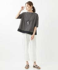 NGKHW06230 GIANNI LO GIUDICE(ジャンニ ロ ジュディチェ) [洗える]ウォッシャブルリネンＴブラウス ダークグレー