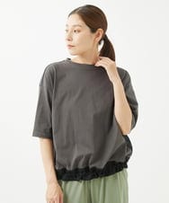 NGKHW06230 GIANNI LO GIUDICE(ジャンニ ロ ジュディチェ) [洗える]ウォッシャブルリネンＴブラウス ダークグレー
