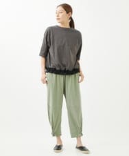 NGKHW06230 GIANNI LO GIUDICE(ジャンニ ロ ジュディチェ) [洗える]ウォッシャブルリネンＴブラウス ダークグレー