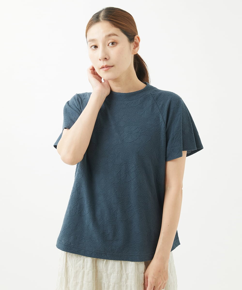 NGKHW10100 GIANNI LO GIUDICE(ジャンニ ロ ジュディチェ) [洗える・日本製]フラワージャガードカットソー ライトブルー