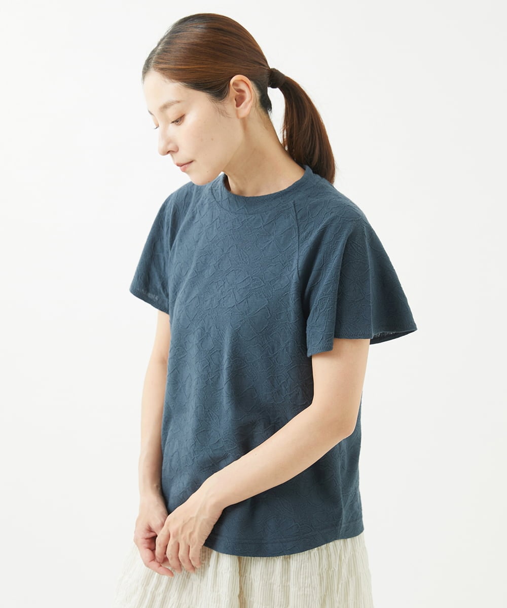 NGKHW10100 GIANNI LO GIUDICE(ジャンニ ロ ジュディチェ) [洗える・日本製]フラワージャガードカットソー ライトブルー