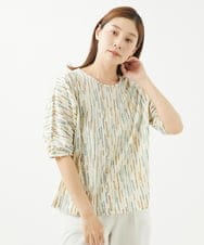 NGKHW11130 GIANNI LO GIUDICE(ジャンニ ロ ジュディチェ) [洗える]テンテン柄プリント5分袖カットソー オフホワイト