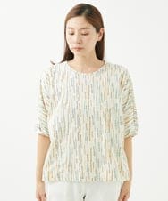 NGKHW11130 GIANNI LO GIUDICE(ジャンニ ロ ジュディチェ) [洗える]テンテン柄プリント5分袖カットソー オフホワイト