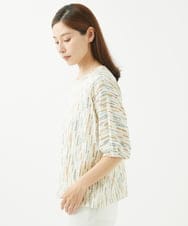 NGKHW11130 GIANNI LO GIUDICE(ジャンニ ロ ジュディチェ) [洗える]テンテン柄プリント5分袖カットソー オフホワイト