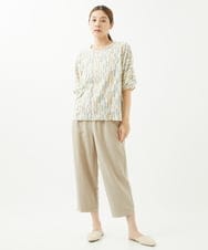 NGKHW11130 GIANNI LO GIUDICE(ジャンニ ロ ジュディチェ) [洗える]テンテン柄プリント5分袖カットソー オフホワイト