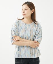 NGKHW11130 GIANNI LO GIUDICE(ジャンニ ロ ジュディチェ) [洗える]テンテン柄プリント5分袖カットソー ライトグレー