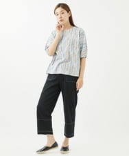 NGKHW11130 GIANNI LO GIUDICE(ジャンニ ロ ジュディチェ) [洗える]テンテン柄プリント5分袖カットソー ライトグレー