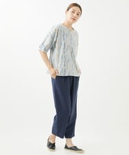 NGKHW11130 GIANNI LO GIUDICE(ジャンニ ロ ジュディチェ) [洗える]テンテン柄プリント5分袖カットソー ライトグレー
