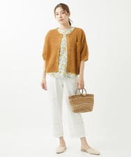 NGKHW12180 GIANNI LO GIUDICE(ジャンニ ロ ジュディチェ) [洗える]コットン風景プリント5分袖カットソー イエロー