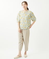 NGKHW12180 GIANNI LO GIUDICE(ジャンニ ロ ジュディチェ) [洗える]コットン風景プリント5分袖カットソー イエロー