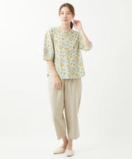 NGKHW12180 GIANNI LO GIUDICE(ジャンニ ロ ジュディチェ) [洗える]コットン風景プリント5分袖カットソー イエロー