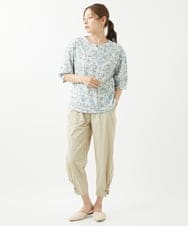 NGKHW12180 GIANNI LO GIUDICE(ジャンニ ロ ジュディチェ) [洗える]コットン風景プリント5分袖カットソー ライトブルー