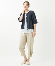 NGKHW12180 GIANNI LO GIUDICE(ジャンニ ロ ジュディチェ) [洗える]コットン風景プリント5分袖カットソー ライトブルー