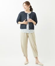 NGKHW12180 GIANNI LO GIUDICE(ジャンニ ロ ジュディチェ) [洗える]コットン風景プリント5分袖カットソー ライトブルー
