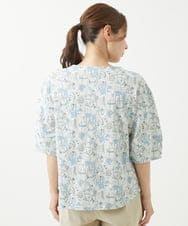 NGKHW12180 GIANNI LO GIUDICE(ジャンニ ロ ジュディチェ) [洗える]コットン風景プリント5分袖カットソー ライトブルー