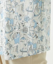 NGKHW12180 GIANNI LO GIUDICE(ジャンニ ロ ジュディチェ) [洗える]コットン風景プリント5分袖カットソー ライトブルー