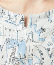 NGKHW12180 GIANNI LO GIUDICE(ジャンニ ロ ジュディチェ) [洗える]コットン風景プリント5分袖カットソー ライトブルー