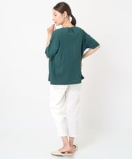 NGKHW20220 GIANNI LO GIUDICE(ジャンニ ロ ジュディチェ) [洗える]ビワコットンドルマンスリーブカットソー グリーン
