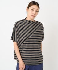 NGKHW22170 GIANNI LO GIUDICE(ジャンニ ロ ジュディチェ) [洗える]天竺ボーダーカットソー ブラック